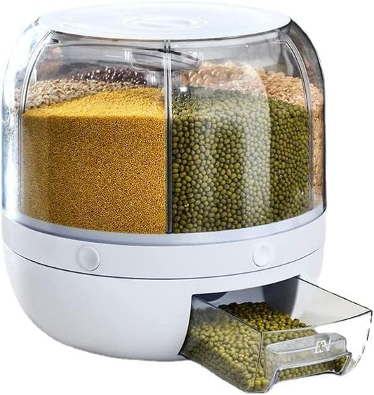 Premium 360° Rotating Kitchen Organiser with 6 Grid Dispenser